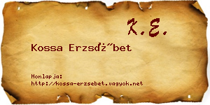 Kossa Erzsébet névjegykártya